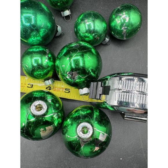 Max Eckardt 1950’s Shiny Brite Mercury Green Glass Christmas Ornaments -LO4 - Picture 6 of 9